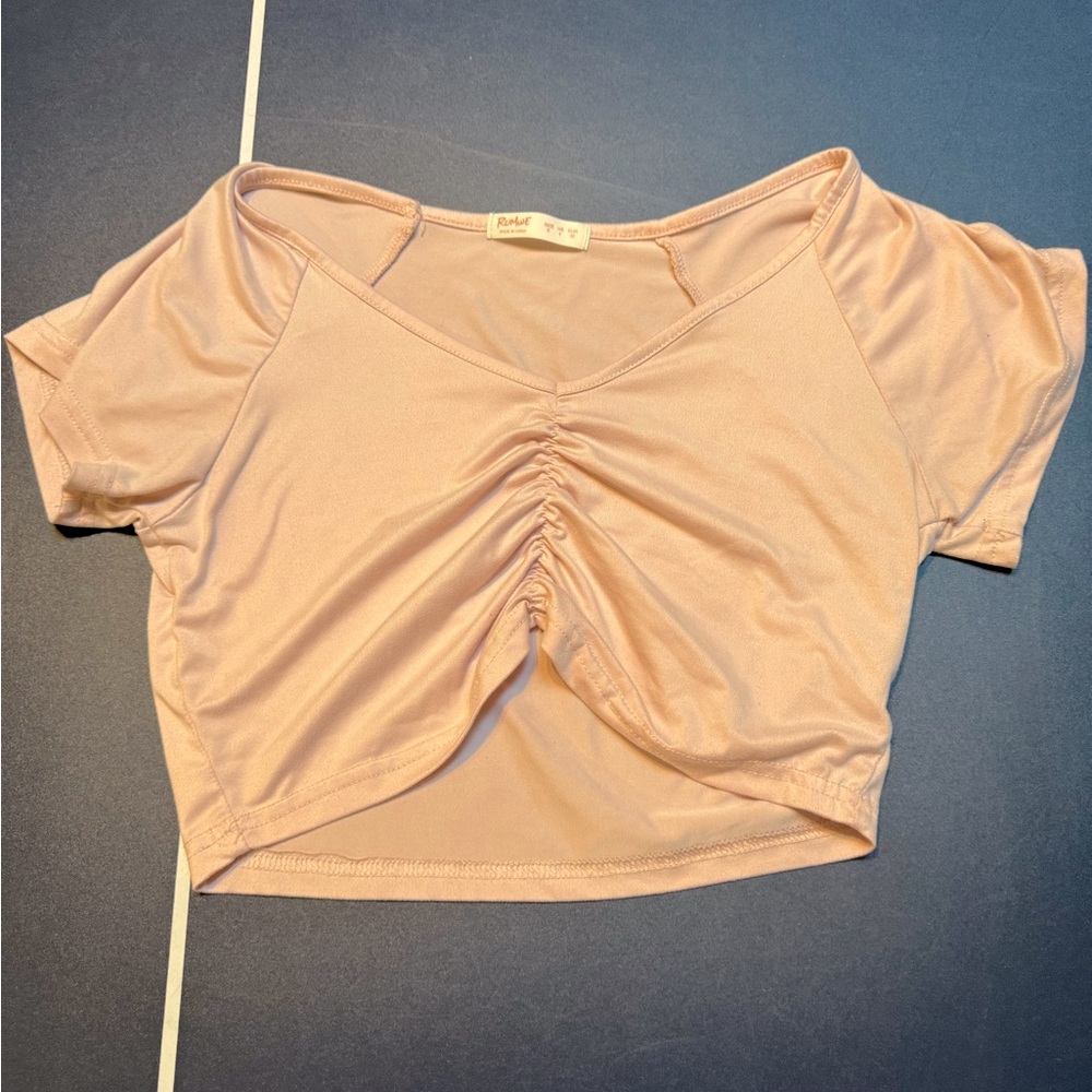 Pink Scrunch Crop Top Small